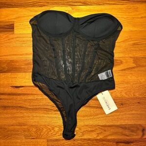 Sheer strapless bodysuit
